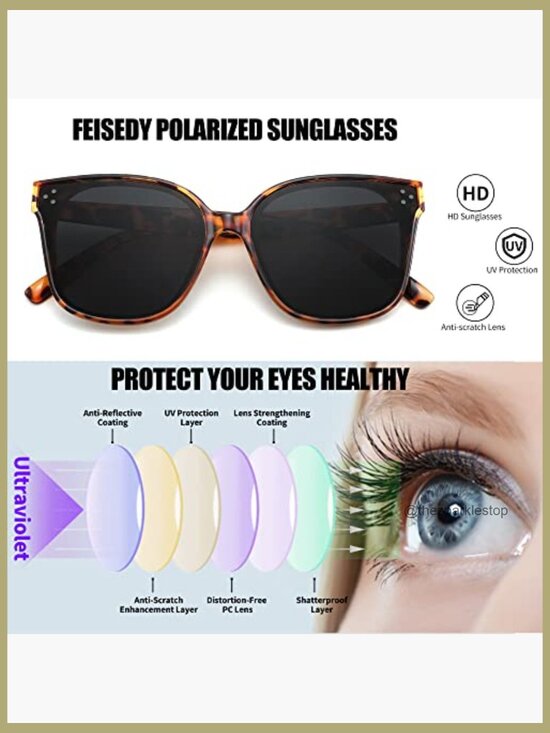 Oversized Polarized Sunglasses with UV400 Protection Square Frame